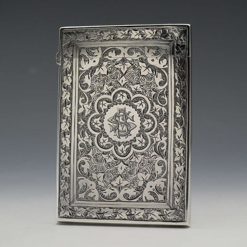 1882 British Antique Sterling Silver Card Case 56g Deakin & Francis Ltd