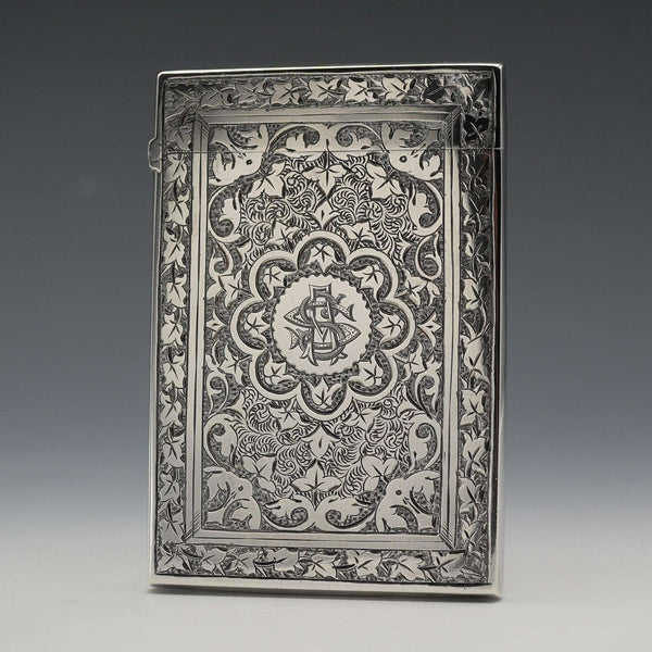 1882 British Antique Sterling Silver Card Case 56g Deakin & Francis Ltd