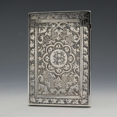 1882 British Antique Sterling Silver Card Case 56g Deakin & Francis Ltd
