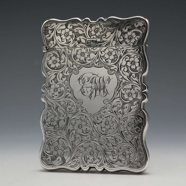 1905 British Antique Sterling Silver Large Card Case 97g John Rose