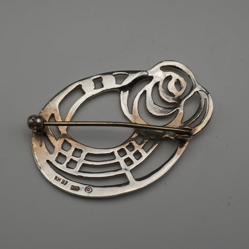 British Vintage Sterling Silver Rennie Mackintosh Style Rose Brooch Kit Heath