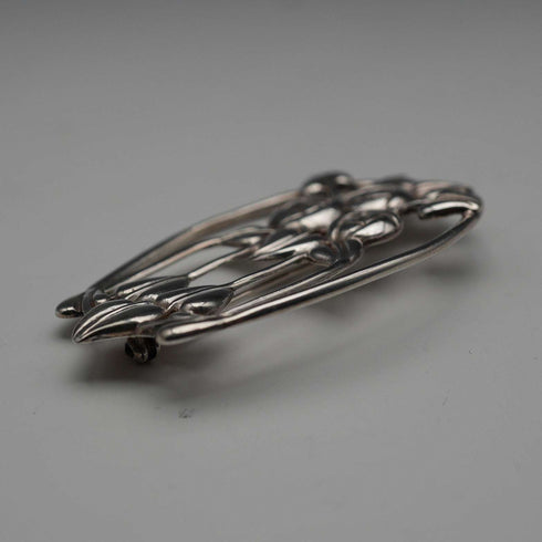 UK Vintage Sterling Silver Rennie Mackintosh Style Triple Rose Brooch Historic Originals