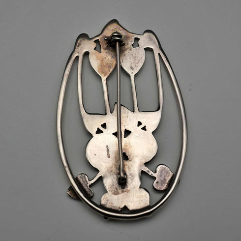 UK Vintage Sterling Silver Rennie Mackintosh Style Triple Rose Brooch Historic Originals