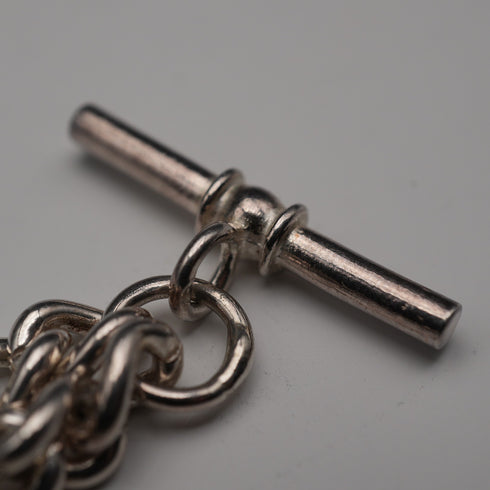 Vintage Silver-Plated Albert Chain with Dolphin Fob