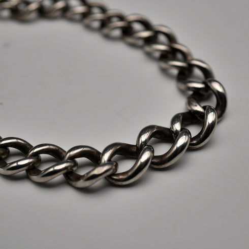 Vintage Silver Plated Albert Chain with 3 Pence Coin Fob