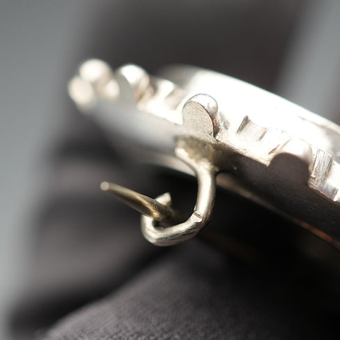 1893 English Antique Sterling Silver Hand-Engraved Swallow 2-Way Locket Brooch