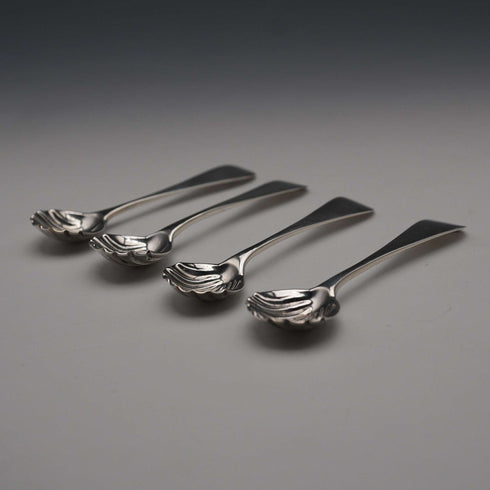 1902 English Antique Sterling Silver Salt Spoon 32g Z Barraclough&Sons
