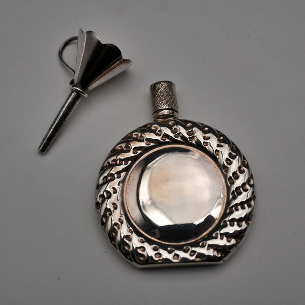UK Vintage Sterling Silver Small Perfume Bottle & Funnel Set by Ari D Norman, Cased