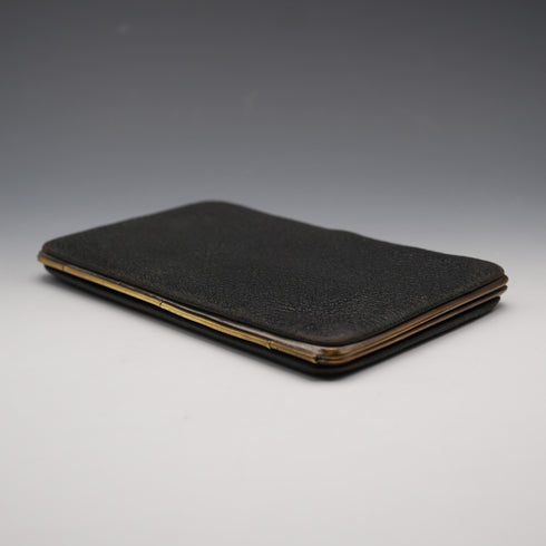 1896 English Antique Sterling Silver Mounted Black Leather Wallet by Charles Penny Brown