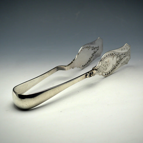 British Antique Silver Plate Sandwich Tongs by William Hutton