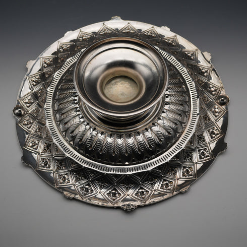1865年 英国アンティーク シルバープレート製 コンポート 直径29cm