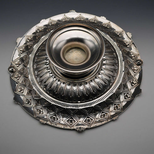 1865年 英国アンティーク シルバープレート製 コンポート 直径29cm