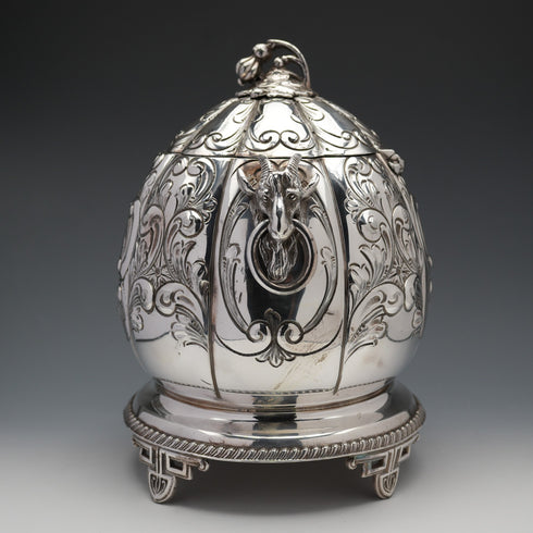 English Antique Silver Plate Biscuit Barrel by George Cuts