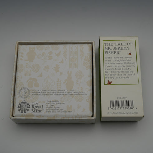 UK Beatrix Potter 150th Anniversary "Jeremy Fisher" 50p Proof Silver Coin with Royal Mint Case and Certificate 29298