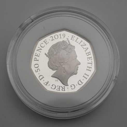 United Kingdom Beatrix Potter 150th Anniversary "Peter Rabbit" 50 Pence Commemorative Silver Coin Royal Mint, with Case and Booklet 00981
