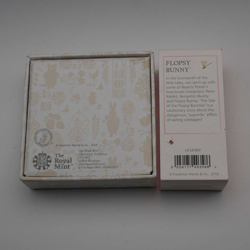 United Kingdom Beatrix Potter 150th Anniversary "Flopsy Bunny" 50p Proof Silver Coin Royal Mint, with Case and Certificate of Authenticity 23782