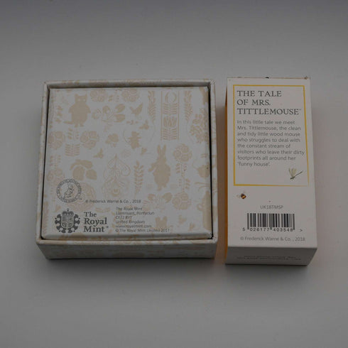 United Kingdom Beatrix Potter 150th Anniversary "Mrs. Tittlemouse" 50p Proof Silver Coin Royal Mint with Case and Certificate 26336
