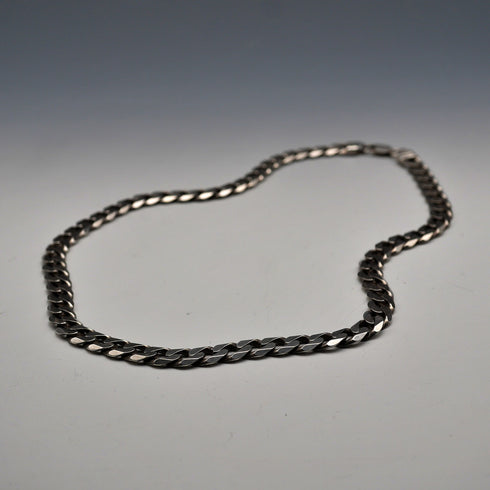 British Vintage Sterling Silver Curb Chain Necklace, 51cm, 64g