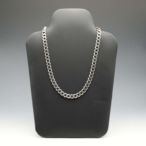 British Vintage Sterling Silver Curb Chain Necklace, 51cm, 64g