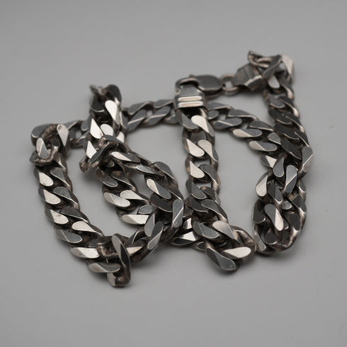 British Vintage Sterling Silver Curb Chain Necklace, 51cm, 64g