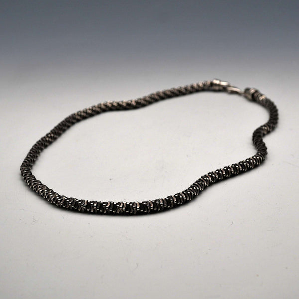Vintage Sterling Silver 3D Curved Link Necklace 46cm 33g