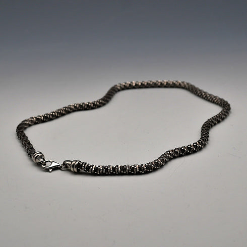 Vintage Sterling Silver 3D Curved Link Necklace 46cm 33g