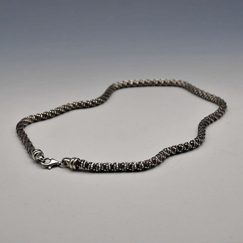Vintage Sterling Silver 3D Curved Link Necklace 46cm 33g