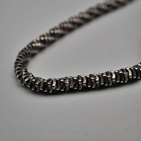 Vintage Sterling Silver 3D Curved Link Necklace 46cm 33g