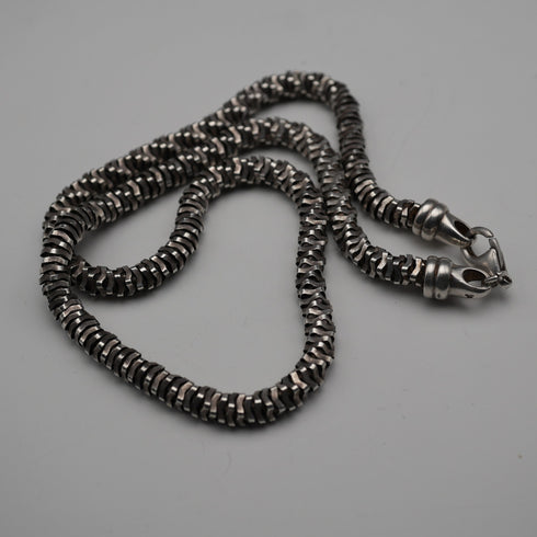 Vintage Sterling Silver 3D Curved Link Necklace 46cm 33g