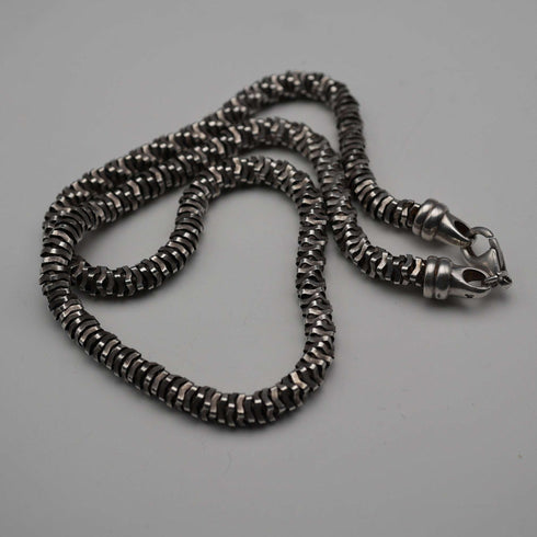 Vintage Sterling Silver 3D Curved Link Necklace 46cm 33g
