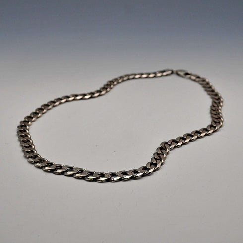 British Vintage Sterling Silver Curb Chain Necklace, 52cm, 66g, with Case