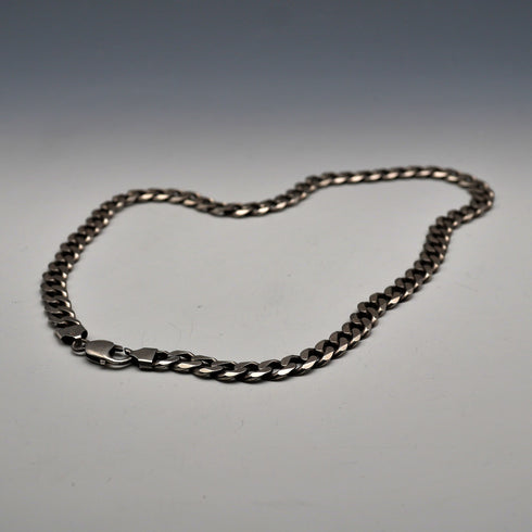 British Vintage Sterling Silver Curb Chain Necklace, 52cm, 66g, with Case