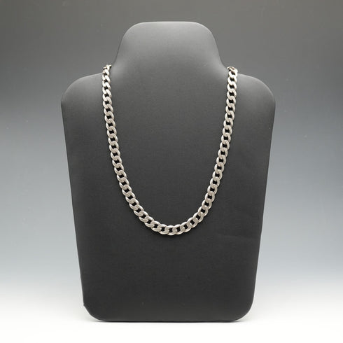 British Vintage Sterling Silver Curb Chain Necklace, 52cm, 66g, with Case