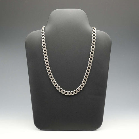 British Vintage Sterling Silver Curb Chain Necklace, 52cm, 66g, with Case