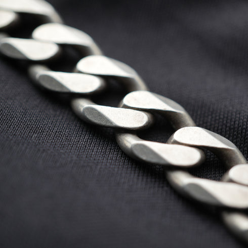 British Vintage Sterling Silver Curb Chain Necklace, 52cm, 66g, with Case