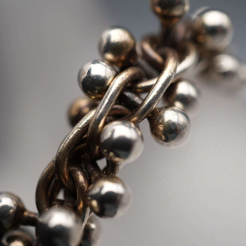 Vintage three-dimensional knit ball cluster sterling silver bracelet 70g
