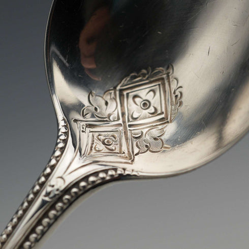1866 British Antique Solid Silver Christening Spoon, 37g, Cased, Martin, Hall & Co