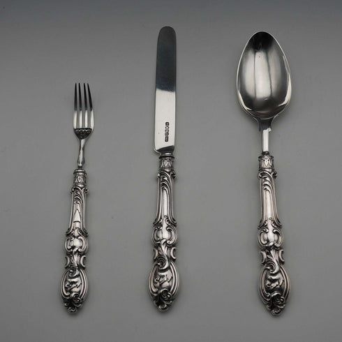 1846 British Antique Sterling Silver Christening Cutlery Set, Total 65g, Cased by Yapp & Woodward