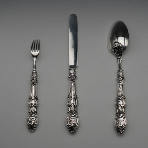 1846 British Antique Sterling Silver Christening Cutlery Set, Total 65g, Cased by Yapp & Woodward