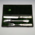 Circa 1838 English Antique Sterling Silver & Mother-of-Pearl Christening Cutlery Set in Case by Samuel Harwood