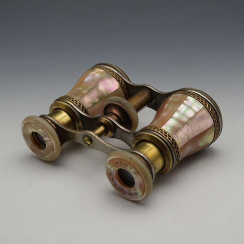 French Antique Mother-of-Pearl Opera Glasses Binoculars Marchand Paris