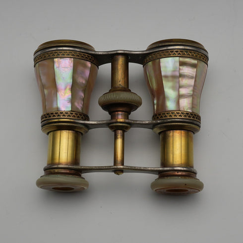 French Antique Mother-of-Pearl Opera Glasses Binoculars Marchand Paris