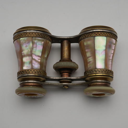French Antique Mother-of-Pearl Opera Glasses Binoculars Marchand Paris