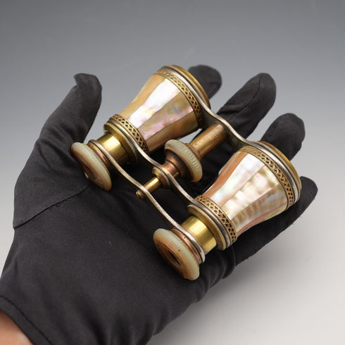French Antique Mother-of-Pearl Opera Glasses Binoculars Marchand Paris
