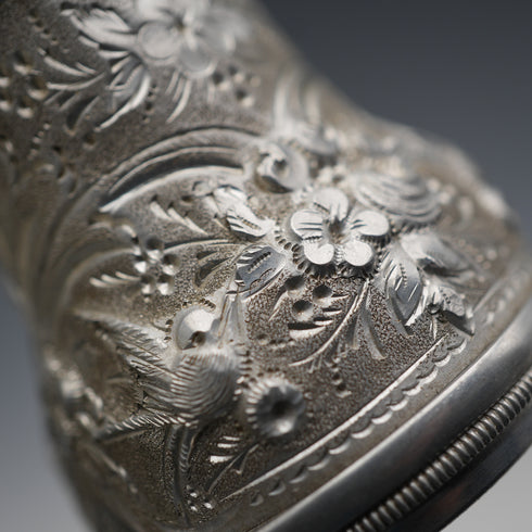 French Antique Silver-tone Floral Bird Motif Opera Glasses Binoculars Lemaire Paris