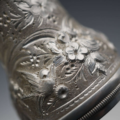 French Antique Silver-tone Floral Bird Motif Opera Glasses Binoculars Lemaire Paris