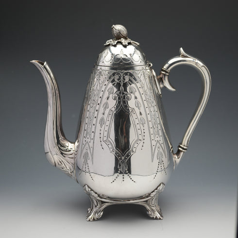 Late 19th Century English Antique Silver Plated Coffee Set by B. Grayson & Son