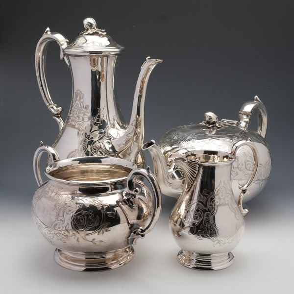 1900年頃 英国アンティーク シルバープレート製 ティー&コーヒーセット Martin&Hal