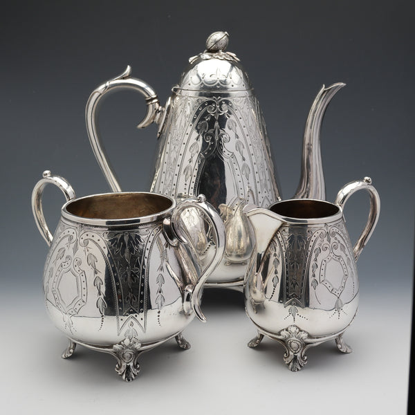 19世紀末 英国アンティーク シルバープレート製 コーヒーセット B.Grayson&Son
