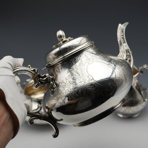 1882 British Antique Silver Plated Tea Set by Elkington